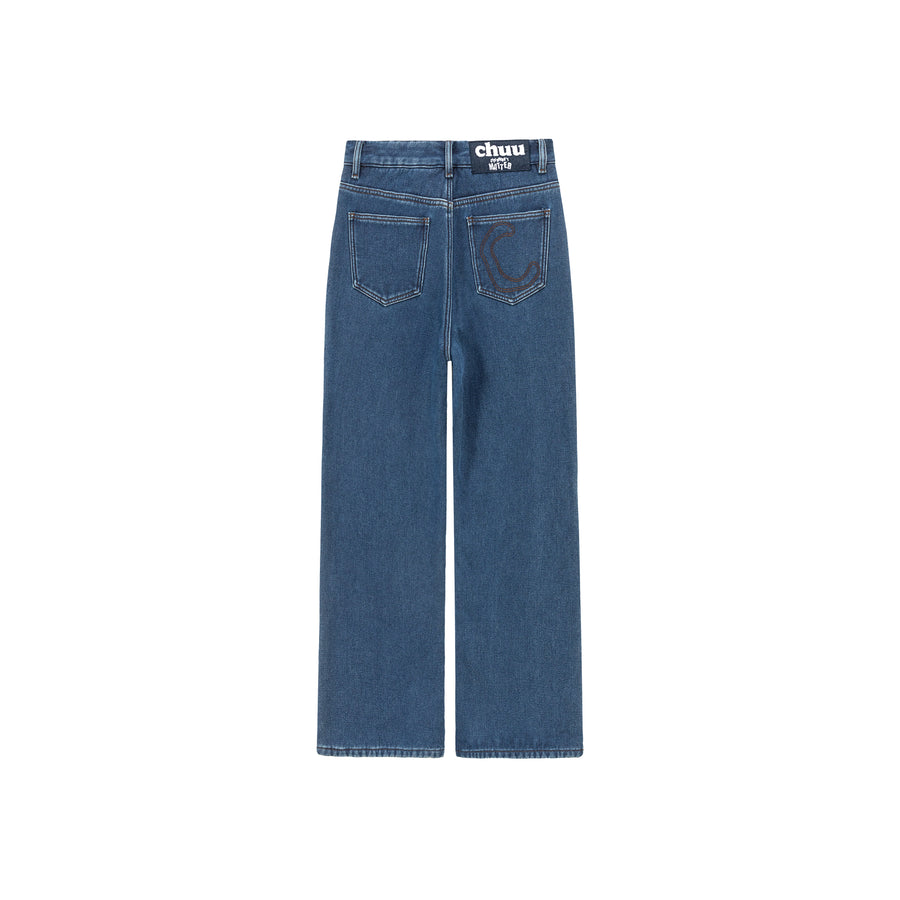 CHUU Color Matching Brushed Denim Jeans