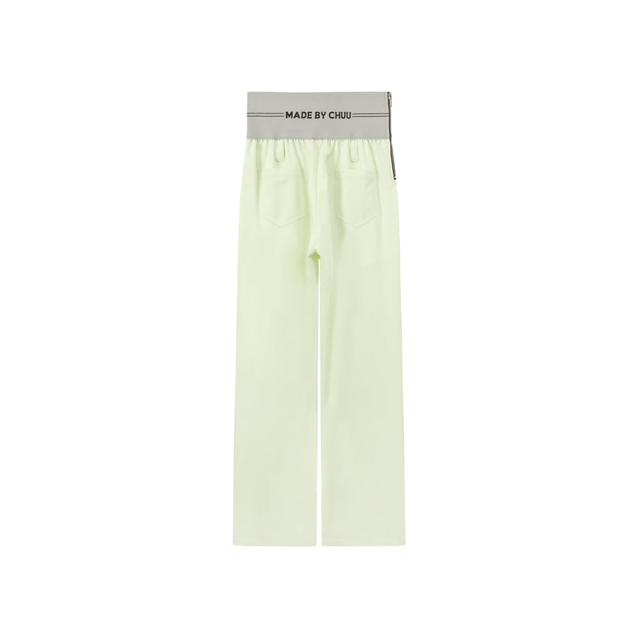 CHUU Contrast Letter High Waist Banded Wide Pants