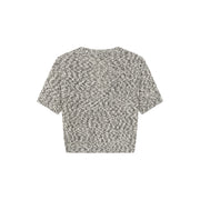 V-Trim Cropped Knit Short Sleeve Top