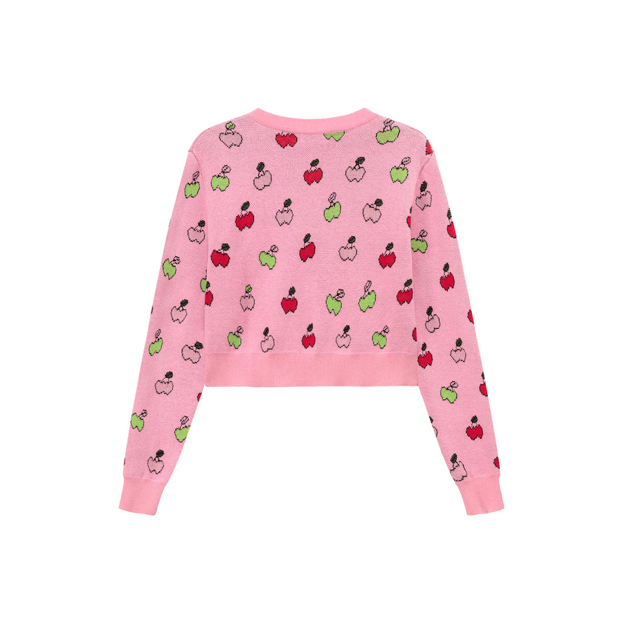 CHUU Cherry Hearts Knit Button Cardigan