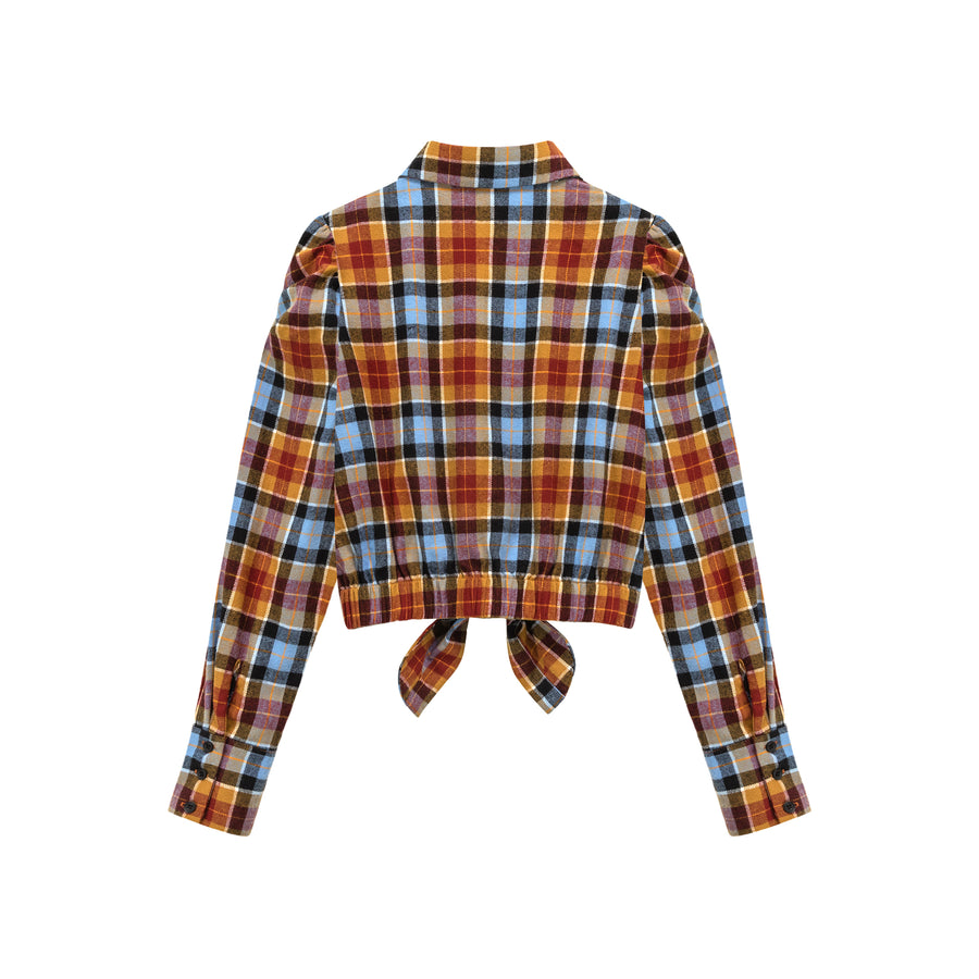 CHUU Check Front Tie Shirt