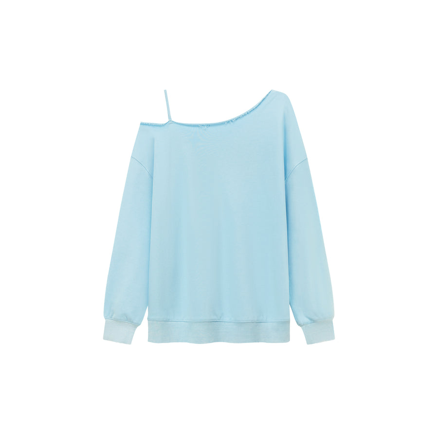 CHUU Logo One Shoulder Loose Fit Sweatshirt