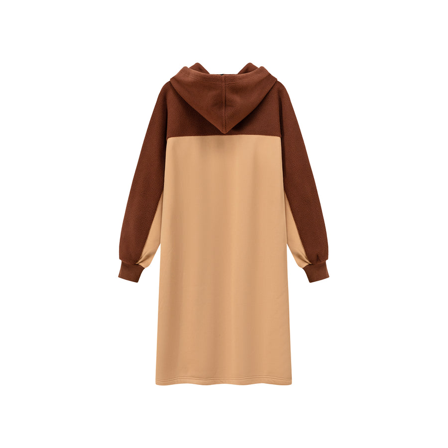 CHUU Front Slit Hooded Dress