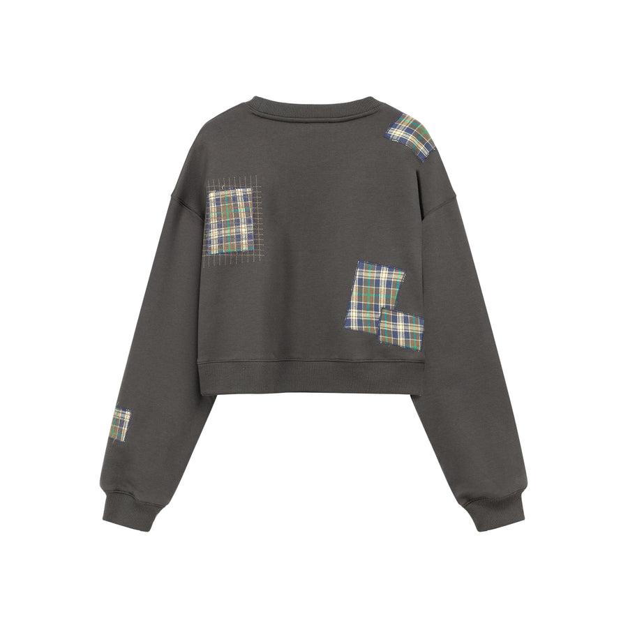 CHUU Check Patch Vintage Sweatshirt