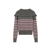 Big Collar Striped Knit Sweater