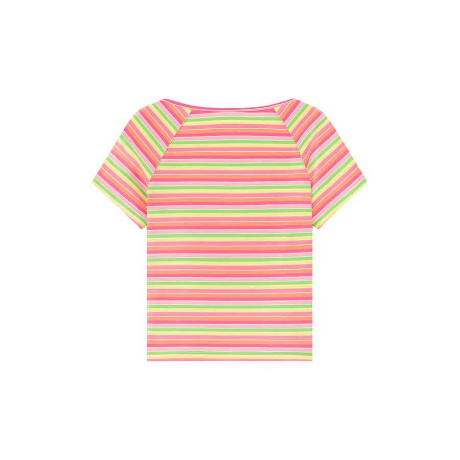 CHUU Rainbow Stripe Square Neck T-Shirt