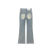 Double Button Vintage Bootcut Denim Jeans