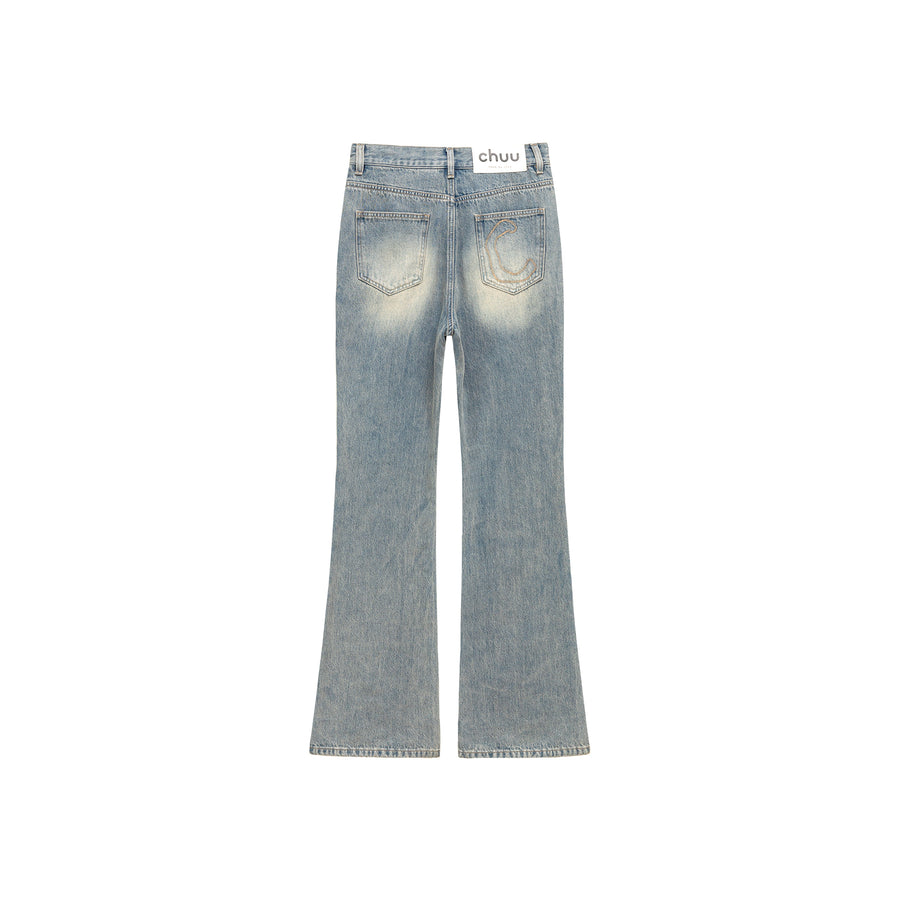 CHUU Double Button Vintage Bootcut Denim Jeans