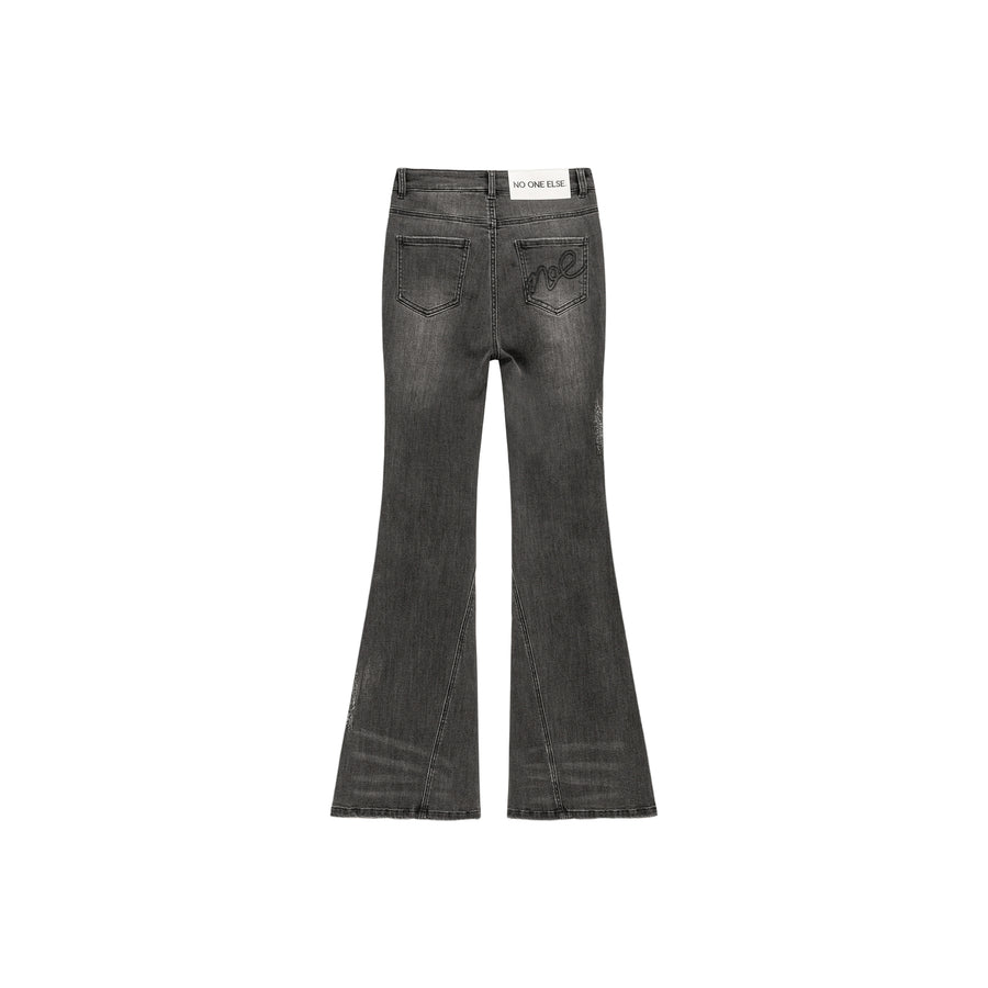 CHUU Lightly Distressed Slim Bootcut Denim Jeans