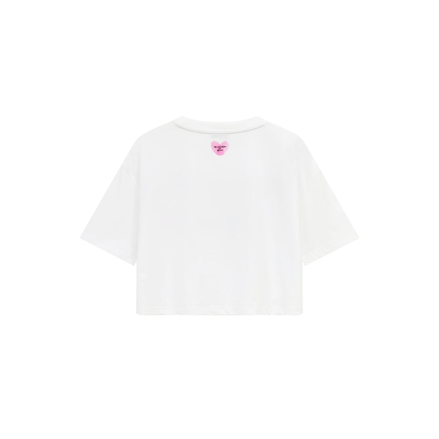 CHUU Collab Logo Heart Cropped T-Shirt