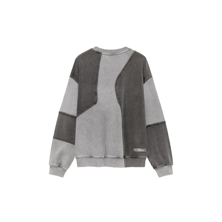 CHUU Stitched Patchwork Color Boxy Sweatshirt