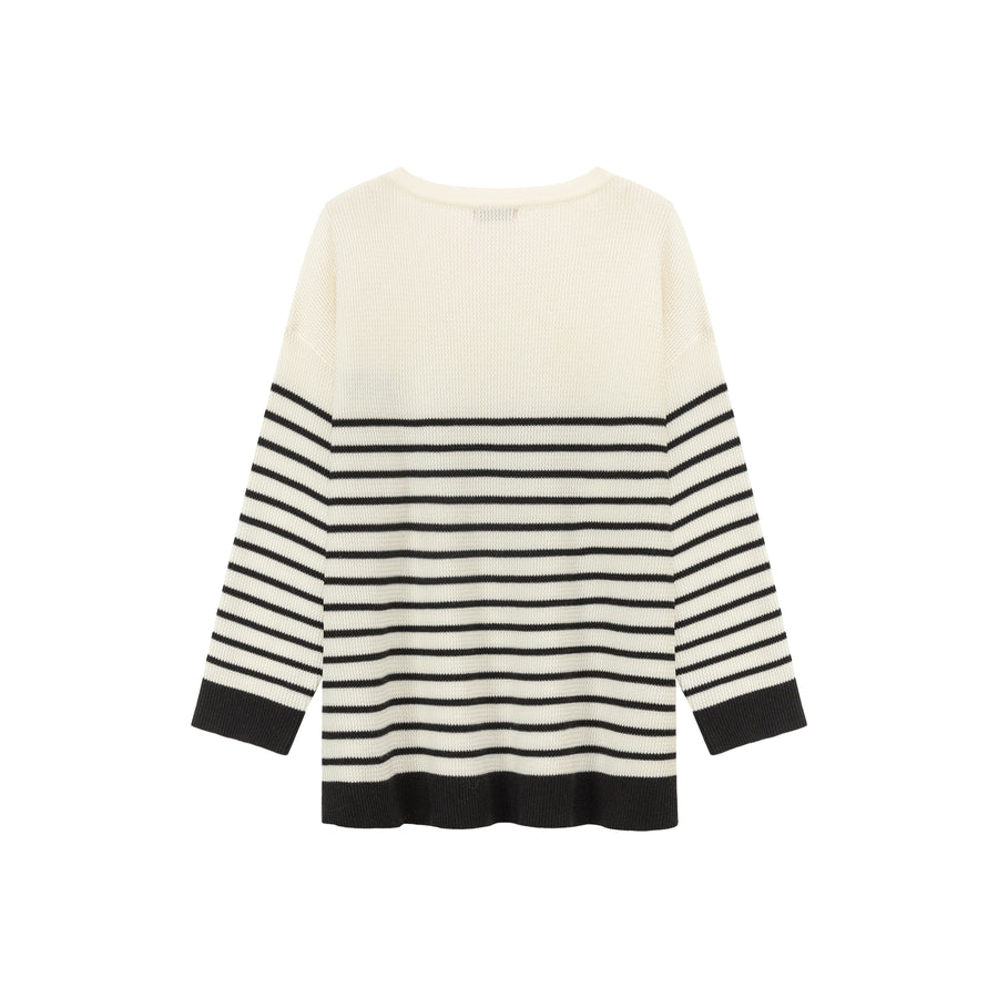 CHUU Stripe Long Sleeve Knit Sweater