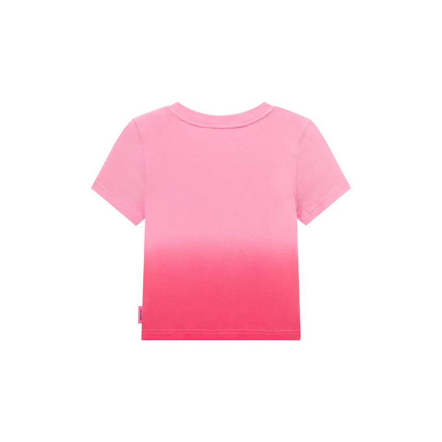 CHUU Gradient Round Neck Slim Short-Sleeved Cropped T-Shirt