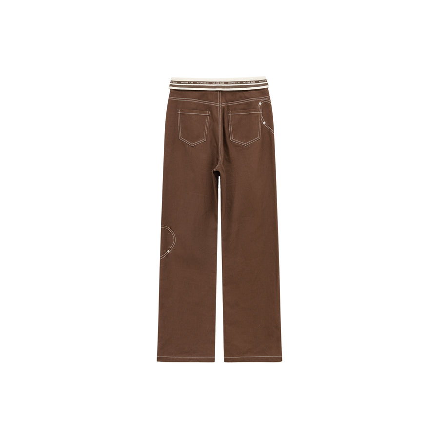 CHUU Heart Folded Waist Wide Pants