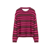 Back Slit Striped Knit Sweater