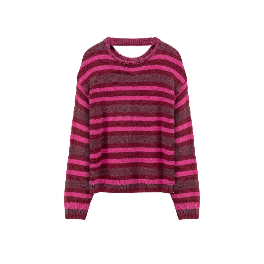 CHUU Back Slit Striped Knit Sweater