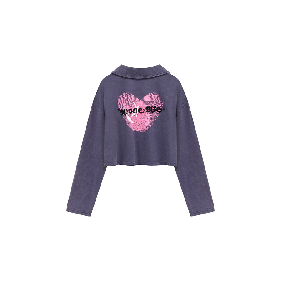 CHUU Heart Back Open Collar Loose Fit T-Shirt