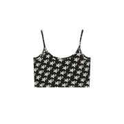 Star Pattern Chuu Lettering Sleeveless Crop Top