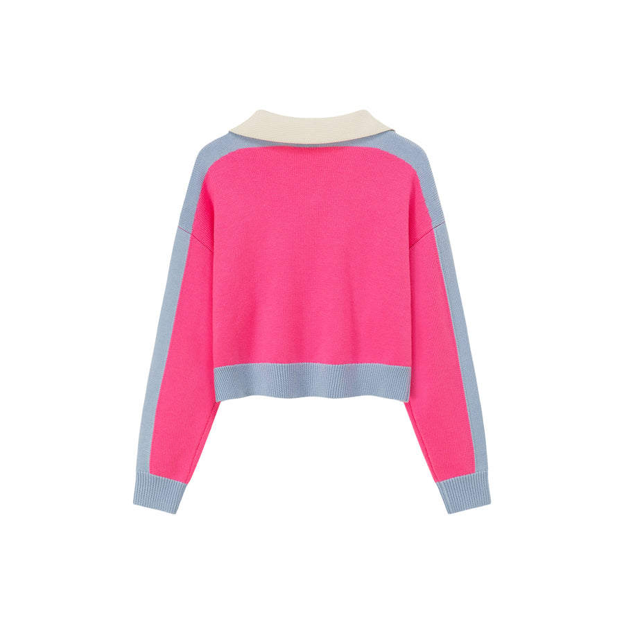 CHUU Open Collar Color Knit Sweater