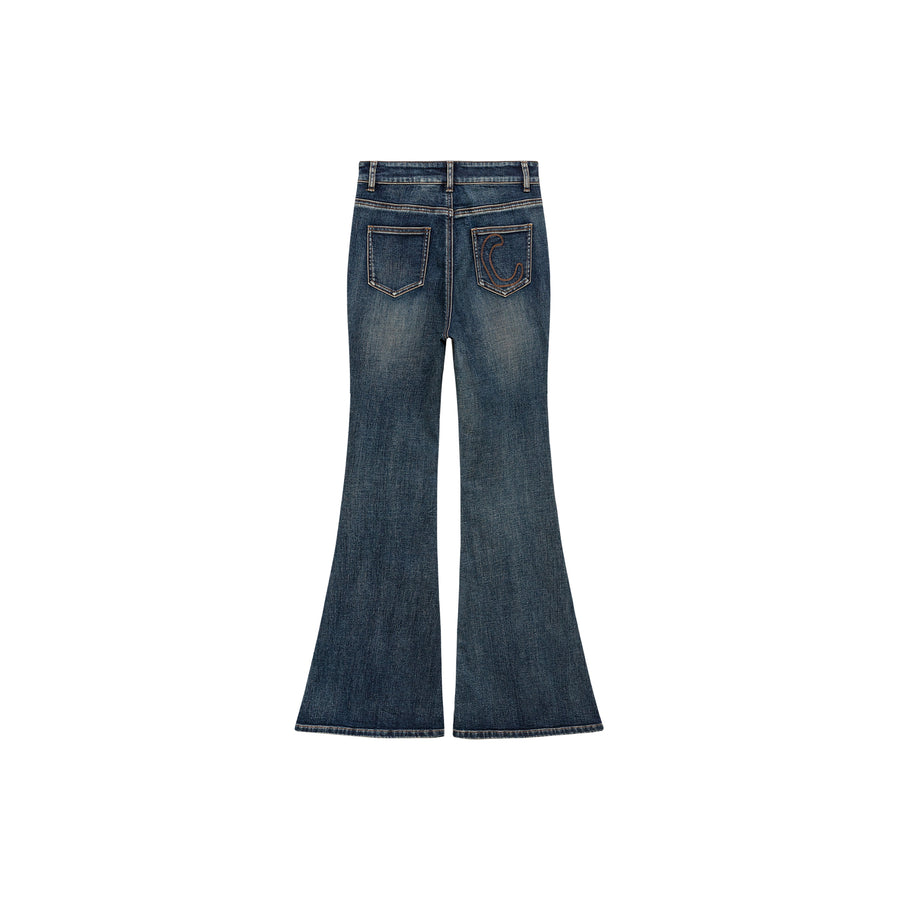 CHUU Stitch Lined Denim Wide Jeans