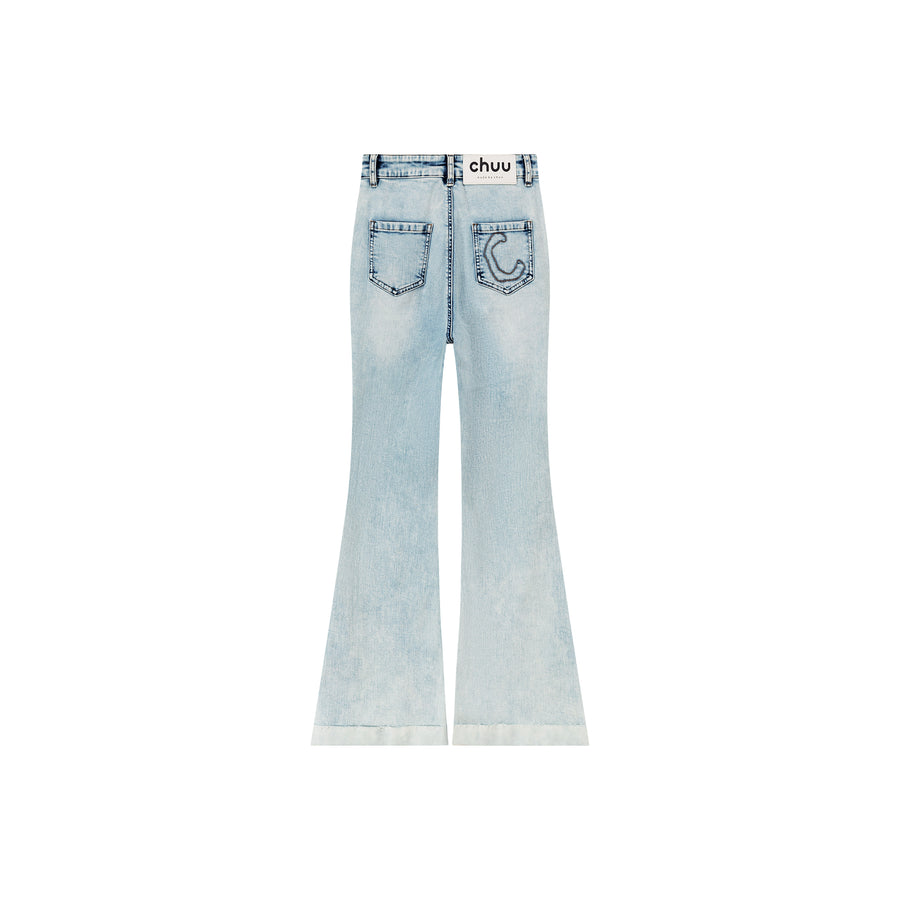 CHUU Distressed Rips Slit Denim Jeans