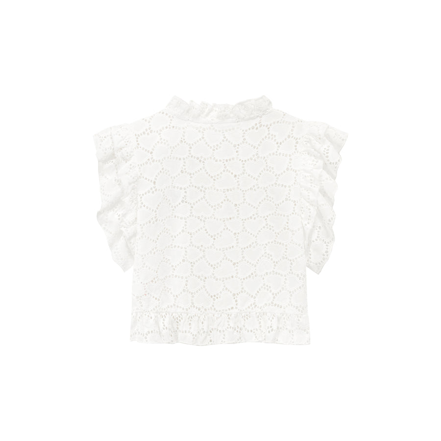 CHUU Ruffled Sleeve Heart Lace Blouse