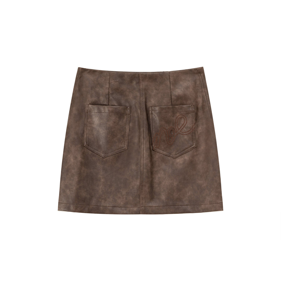 CHUU Zipper Leather Skirt