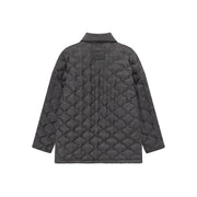 Lettering Quilted Padded Button Jacket