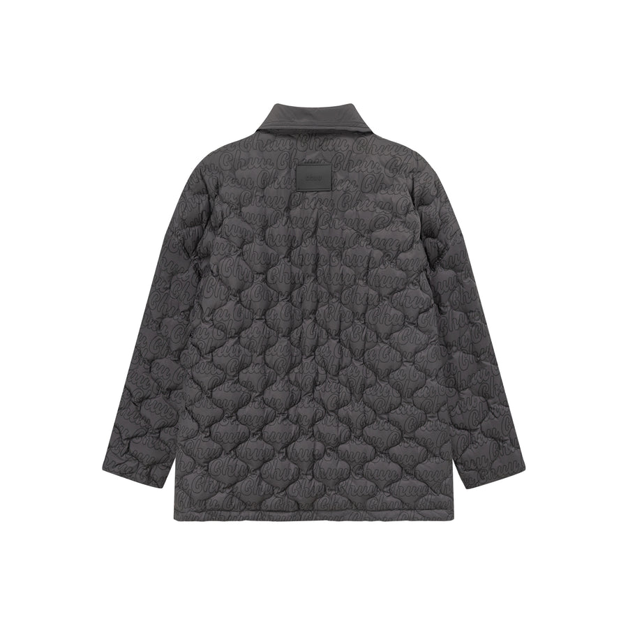 CHUU Lettering Quilted Padded Button Jacket