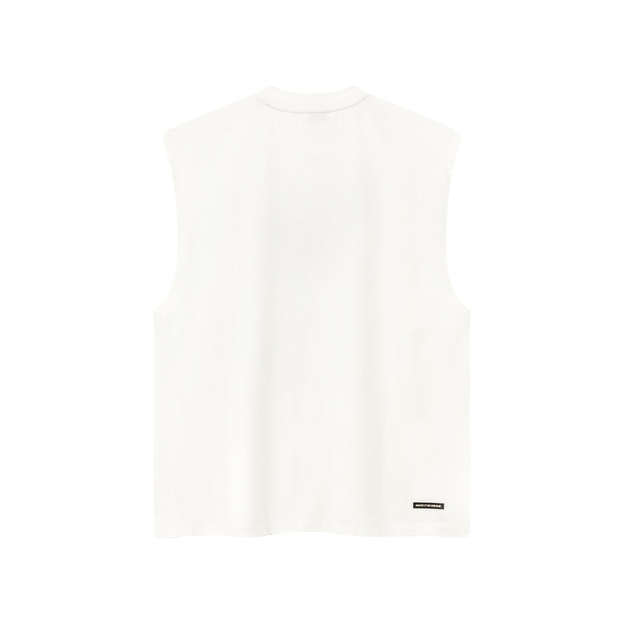 CHUU Printed Boxy Sleeveless Sporty T-Shirt