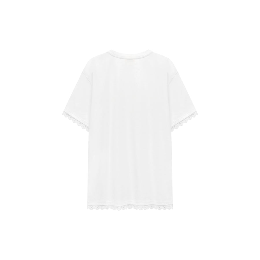 CHUU Logo Lace Loose Fit T-Shirt