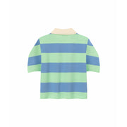 Half Zip-Up Color Stripe Collar Top