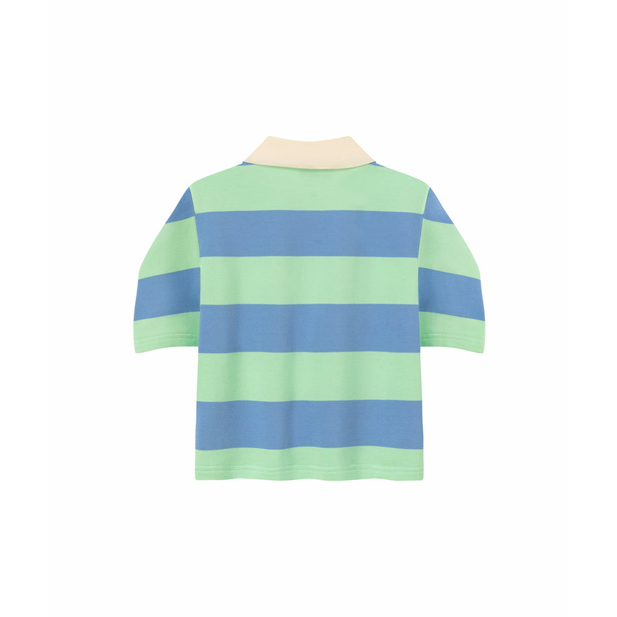 CHUU Half Zip-Up Color Stripe Collar Top