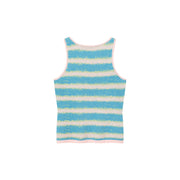 Stripe Split Sleeveless Cut Out Top