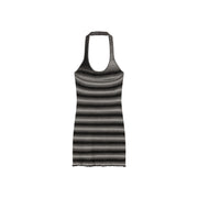 Halter Neck Striped Slim Dress