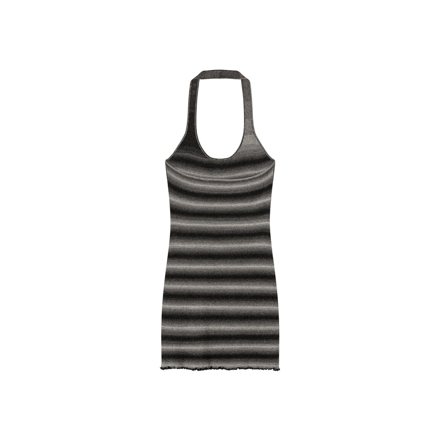 CHUU Halter Neck Striped Slim Dress