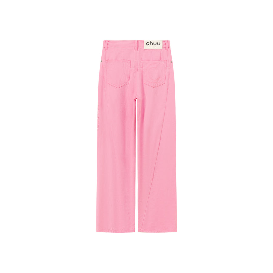 CHUU Logo Long Wide Baggy Color Pants