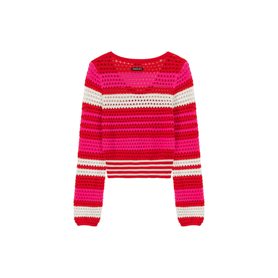 CHUU Button Stripe Color Knit Sweater