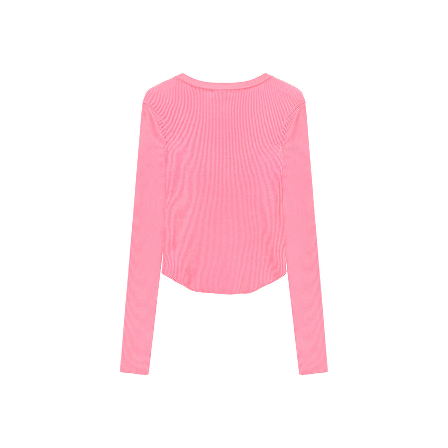 CHUU Color Ribbed Slim Knit Top