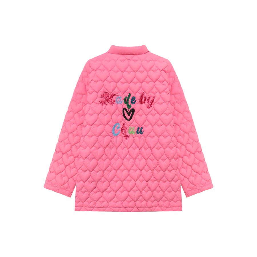 CHUU Rainbow Button Heart Quilting Padded Jacket