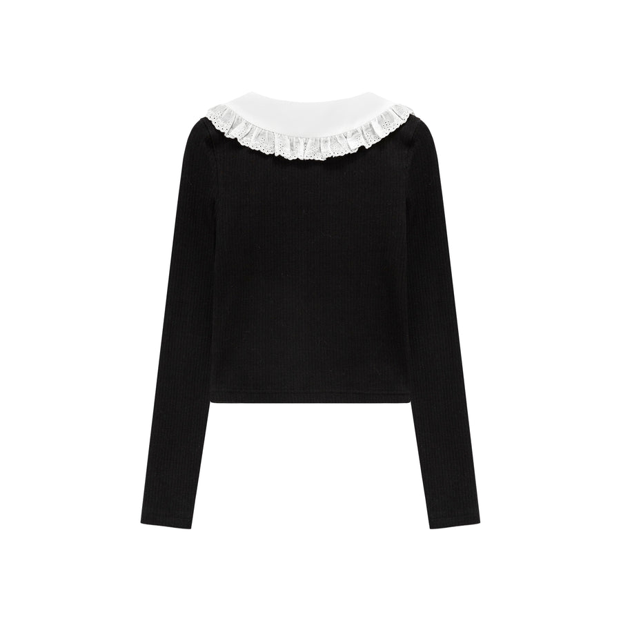 CHUU Lace Big Collar Top