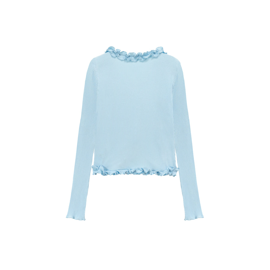 CHUU Ruffle Tie Up Long Sleeve Top