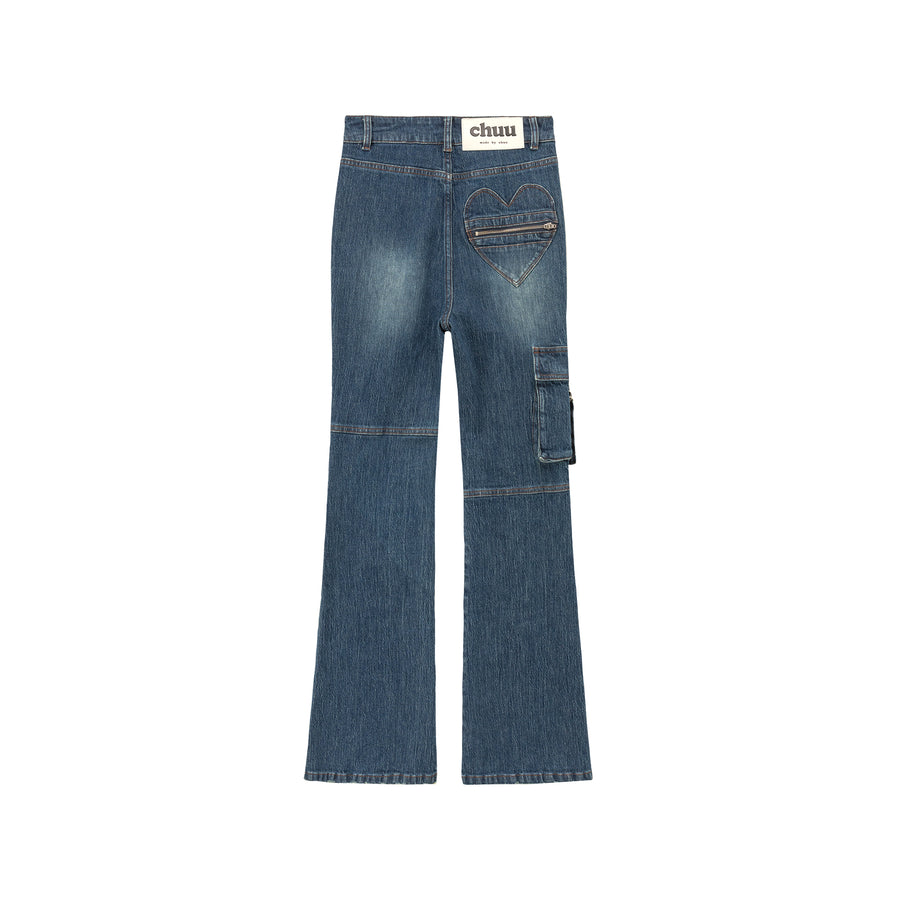 CHUU Pocket Lined Bootcut Denim Jeans