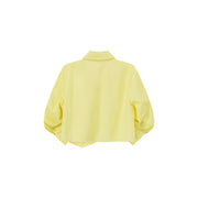 Puffy Sleeve Colored Pocket Crop Shirt