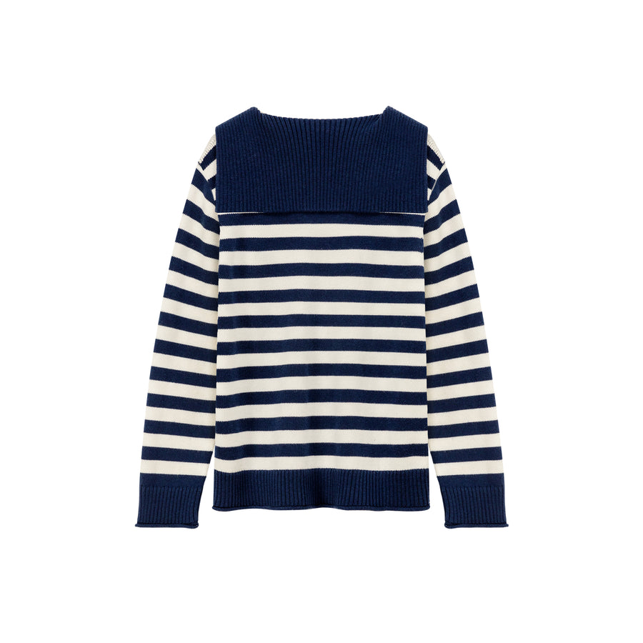 CHUU Collar Striped Knit Sweater