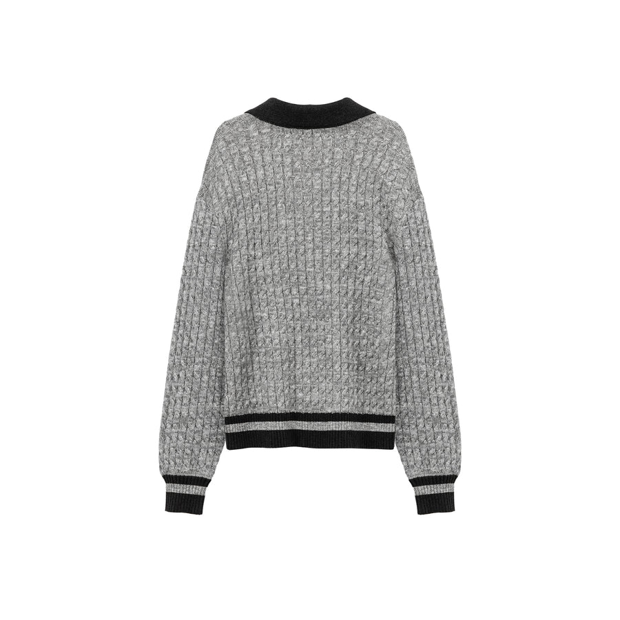 CHUU Polo Neck Twist Knit Sweater