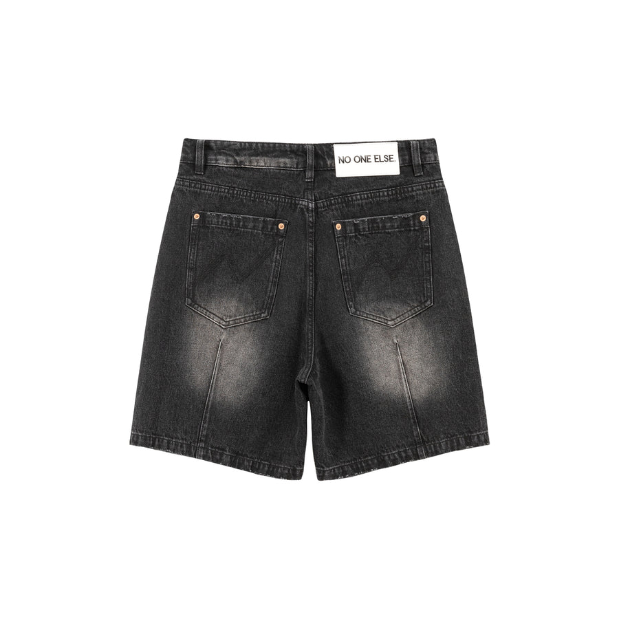 CHUU Black Denim Baggy Bermuda Shorts