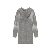 Color Logo Hooded Knit Mini Dress