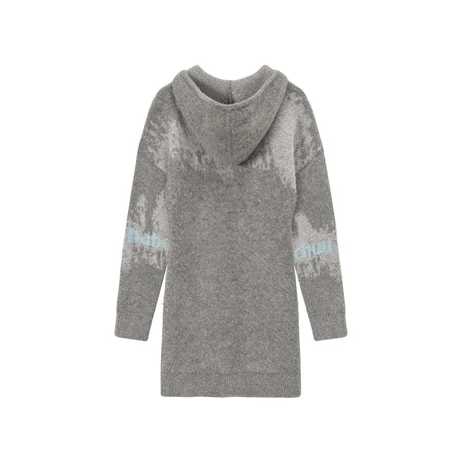 CHUU Color Logo Hooded Knit Mini Dress