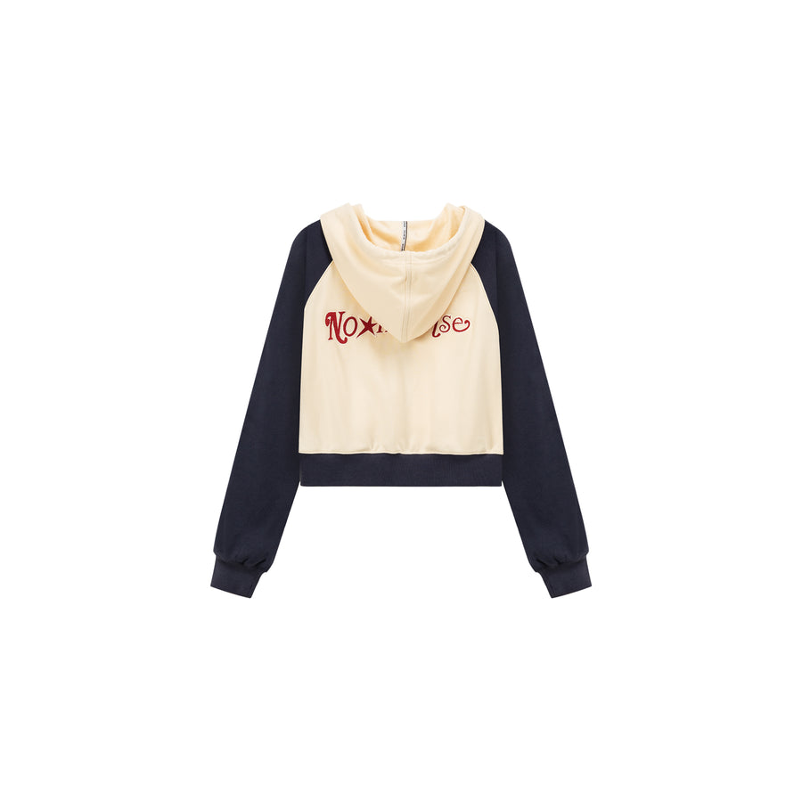 CHUU Contrast Raglan Vintage Zip-Up